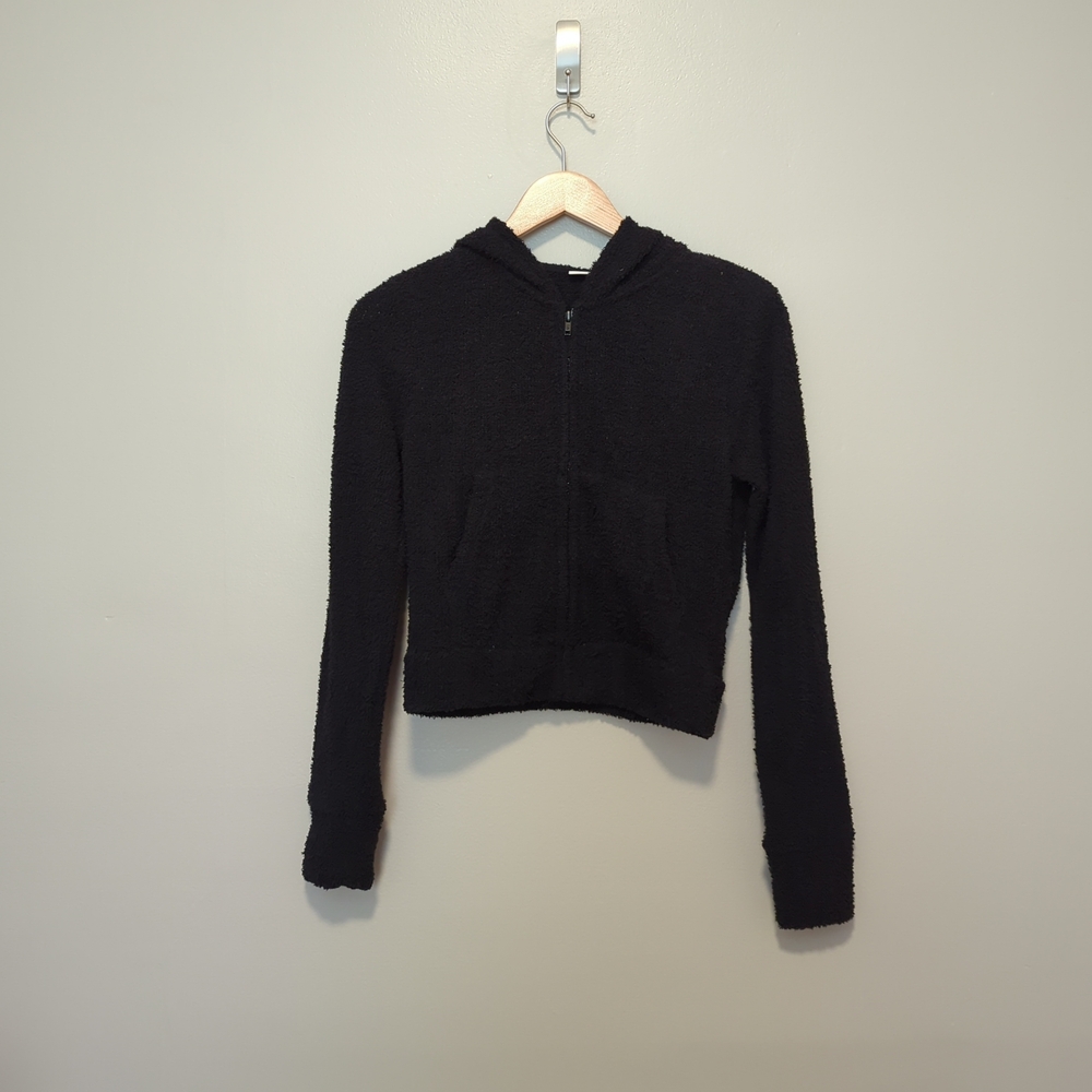 So Black Fuzzy Hoodie